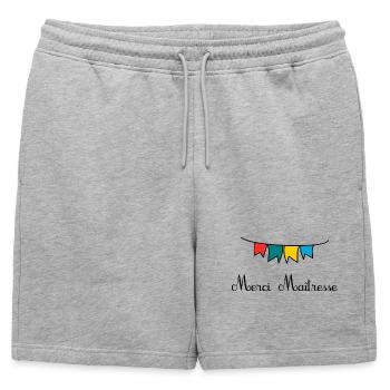 MERCI. MAÎTRESSE. MAÎTRE. MERCI MAÎTRESSE - Short de survêtement homme premium - gris chiné - Devant - AI Model Male 178 light (178cm)