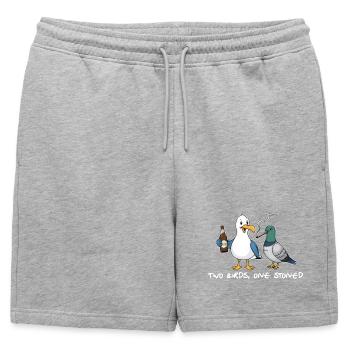 Two Birds One Stoned - Mens' Premium Organic Sweatshorts - heather grey - Front - AI Model Male 178 light (178cm)
