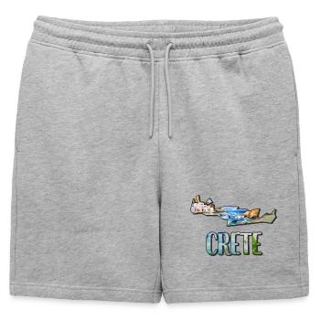 Carte à l’aquarelle Crète - Short de survêtement homme premium - gris chiné - Devant - AI Model Male 178 light (178cm)