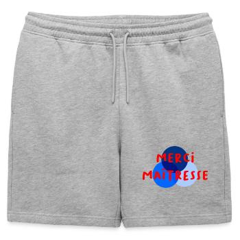 MISTRESS. THANK YOU. THANK YOU MISTRESS - Mens' Premium Organic Sweatshorts - heather grey - Front - AI Model Male 178 light (178cm)