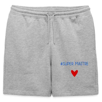 MAÎTRE. MAITRE. MERCI. MERCI MAÎTRE. MAITRE - Short de survêtement homme premium - gris chiné - Devant - AI Model Male 178 light (178cm)