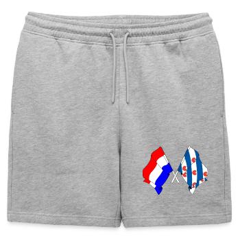 Drapeau des Pays-Bas, Frise croisé - Short de survêtement homme premium - gris chiné - Devant - AI Model Male 178 light (178cm)
