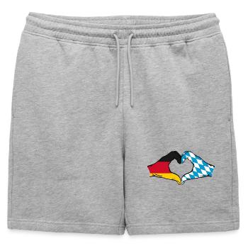 Allemagne Bavière drapeau mains coeur - Short de survêtement homme premium - gris chiné - Devant - AI Model Male 178 light (178cm)