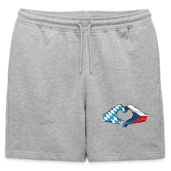Bavière République Tchèque Drapeau Mains Coeur Utilisé - Short de survêtement homme premium - gris chiné - Devant - AI Model Male 178 light (178cm)