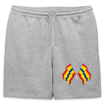 Two flags of the province of Overijssel - Mens' Premium Organic Sweatshorts - heather grey - Front - AI Model Male 178 light (178cm)