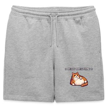 Chonky Pixel Cat Respiration lourde - Short de survêtement homme premium - gris chiné - Devant - AI Model Male 178 light (178cm)