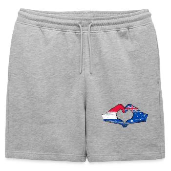 Hollande Australie drapeau forme de coeur utilisé - Short de survêtement homme premium - gris chiné - Devant - AI Model Male 178 light (178cm)