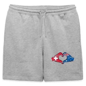 Suisse Australie drapeau coeur utilisé - Short de survêtement homme premium - gris chiné - Devant - AI Model Male 178 light (178cm)