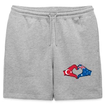 Turquie Australie Drapeau Coeur Forme De Coeur - Short de survêtement homme premium - gris chiné - Devant - AI Model Male 178 light (178cm)