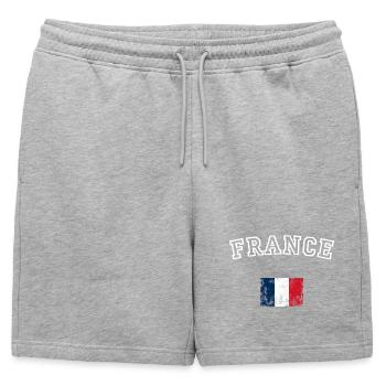 Drapeau de la France Pinceau Graphique - Short de survêtement homme premium - gris chiné - Devant - AI Model Male 178 light (178cm)