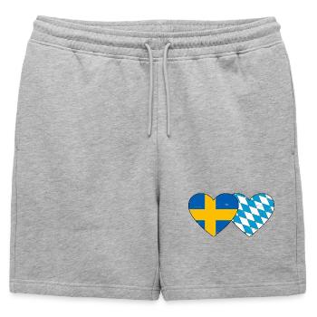 Suède Bavière Drapeau Coeur Utilisé - Short de survêtement homme premium - gris chiné - Devant - AI Model Male 178 light (178cm)