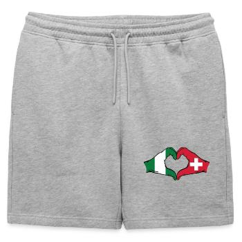 Nigeria Switzerland Flag Hands Heart Shape - Mens' Premium Organic Sweatshorts - heather grey - Front - AI Model Male 178 light (178cm)