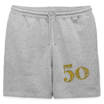 50. 50 ANS. 50e ANNIVERSAIRE. ANNIVERSAIRE 50 ANS. - Short de survêtement homme premium - gris chiné - Devant - AI Model Male 178 light (178cm)