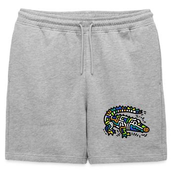 Alligator Crocodile - Short de survêtement homme premium - gris chiné - Devant - AI Model Male 178 light (178cm)