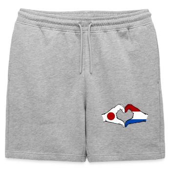 Japon Hollande mains forme de coeur - Short de survêtement homme premium - gris chiné - Devant - AI Model Male 178 light (178cm)