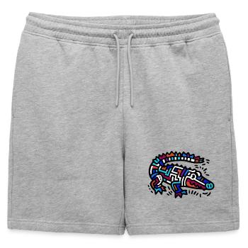 Alligator Crocodile - Short de survêtement homme premium - gris chiné - Devant - AI Model Male 178 light (178cm)