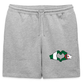 Nigeria Algérie Drapeau Coeur Forme - Short de survêtement homme premium - gris chiné - Devant - AI Model Male 178 light (178cm)