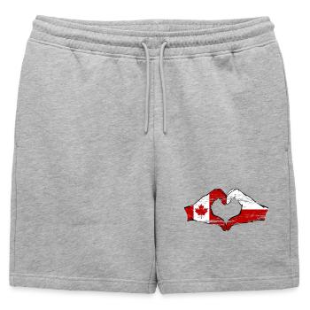 Drapeau du Canada de la Pologne Forme de coeur utilisé - Short de survêtement homme premium - gris chiné - Devant - AI Model Male 178 light (178cm)
