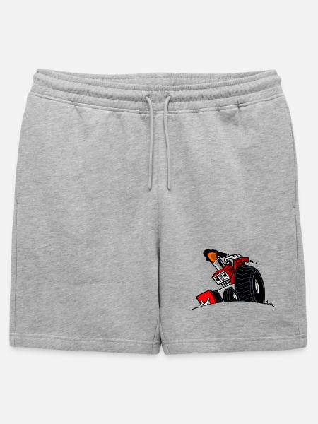 1291 DRAWSMALL RED - Mens' Premium Organic Sweatshorts - heather grey