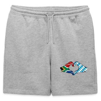 Afrique du Sud Bavière drapeau mains coeur utilisé - Short de survêtement homme premium - gris chiné - Devant - AI Model Male 178 light (178cm)