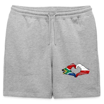 Afrique du Sud Pologne Drapeau Mains Coeur Forme Utilisé - Short de survêtement homme premium - gris chiné - Devant - AI Model Male 178 light (178cm)
