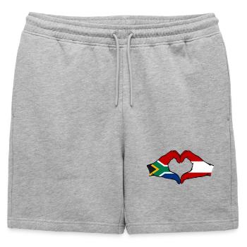 Afrique du Sud Autriche Drapeau Mains Coeur Forme - Short de survêtement homme premium - gris chiné - Devant - AI Model Male 178 light (178cm)