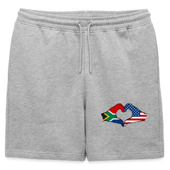Afrique du Sud États-Unis drapeau mains forme de coeur - Short de survêtement homme premium - gris chiné - Devant - AI Model Male 178 light (178cm)