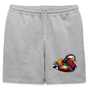 Canard mandarin - Short de survêtement homme premium - gris chiné - Devant - AI Model Male 178 light (178cm)
