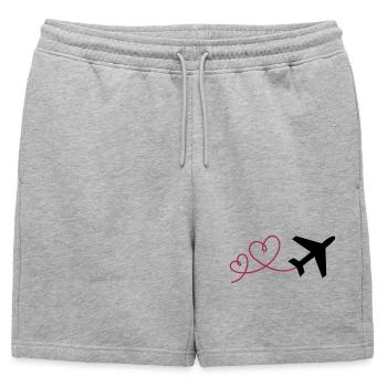 Avion à 2 cœurs - Short de survêtement homme premium - gris chiné - Devant - AI Model Male 178 light (178cm)