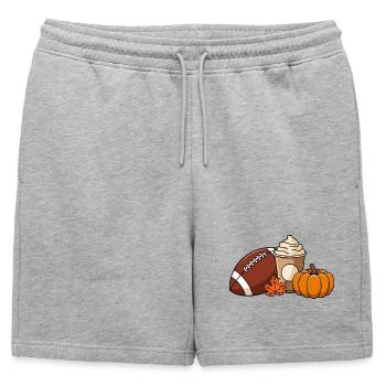 Autumn Delights: Football, Pumpkin and Pumpkin Spice - Mens' Premium Organic Sweatshorts - heather grey - Front - AI Model Male 178 light (178cm)