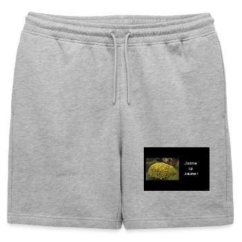 Streetwear j'aime le jaune - Short de survêtement homme premium - gris chiné - Devant - AI Model Male 178 light (178cm)