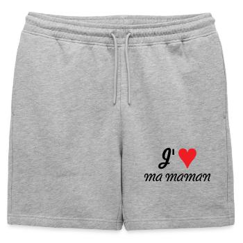 J'aime ma maman - Fête des Mères - Short de survêtement homme premium - gris chiné - Devant - AI Model Male 178 light (178cm)