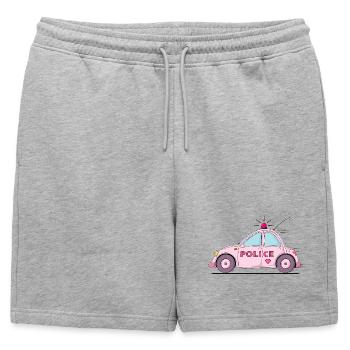 Voiture de Police Police Rose - Short de survêtement homme premium - gris chiné - Devant - AI Model Male 178 light (178cm)
