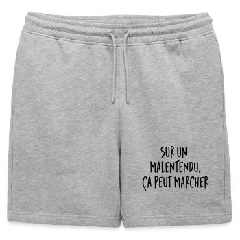 Michel Blanc - Les Bronzés - Sur un malentendu - Short de survêtement homme premium - gris chiné - Devant - AI Model Male 178 light (178cm)