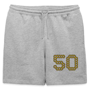 50. 50 ANS. 50e ANNIVERSAIRE. ANNIVERSAIRE 50 ANS. - Short de survêtement homme premium - gris chiné - Devant - AI Model Male 178 light (178cm)