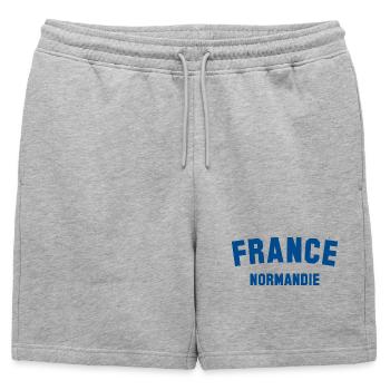 NORMANDIE, France - Short de survêtement homme premium - gris chiné - Devant - AI Model Male 178 light (178cm)
