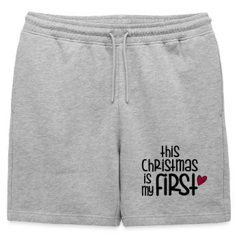 Premier Noël - Short de survêtement homme premium - gris chiné - Devant - AI Model Male 178 light (178cm)