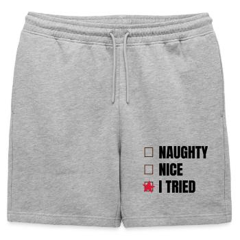 Dictons amusants pour Noël - Short de survêtement homme premium - gris chiné - Devant - AI Model Male 178 light (178cm)