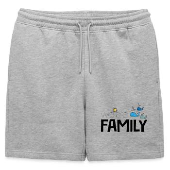 Nous sommes une famille - Short de survêtement homme premium - gris chiné - Devant - AI Model Male 178 light (178cm)