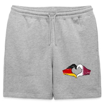 Allemagne Qatar drapeau mains forme de coeur utilisé - Short de survêtement homme premium - gris chiné - Devant - AI Model Male 178 light (178cm)