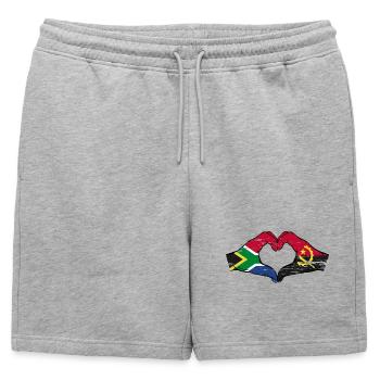 Afrique du Sud Angola drapeau mains forme de coeur utilisé - Short de survêtement homme premium - gris chiné - Devant - AI Model Male 178 light (178cm)