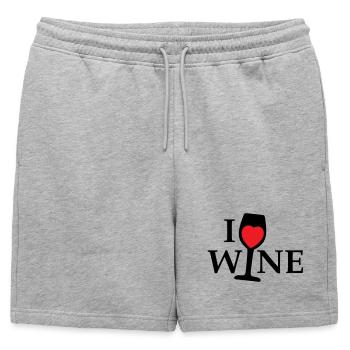 J’aime le vin, j’aime le vin avec un cœur rouge - Short de survêtement homme premium - gris chiné - Devant - AI Model Male 178 light (178cm)