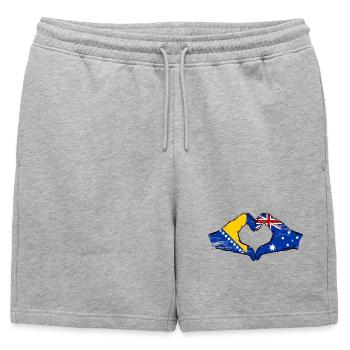 Bosnie Australie drapeau mains forme de coeur utilisé - Short de survêtement homme premium - gris chiné - Devant - AI Model Male 178 light (178cm)