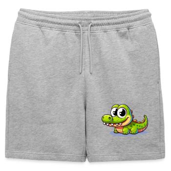 Alligator Crocodile - Short de survêtement homme premium - gris chiné - Devant - AI Model Male 178 light (178cm)