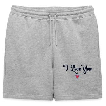 VALENTINE'S DAY. Bachelorette party. I LOVE YOU. I LOVE YOU. LOVE - Mens' Premium Organic Sweatshorts - heather grey - Front - AI Model Male 178 light (178cm)