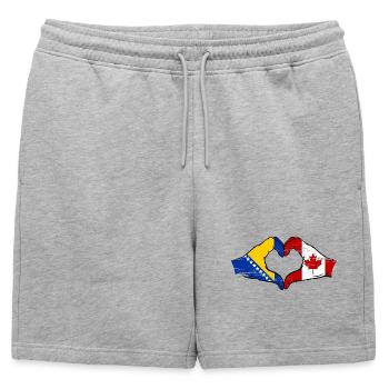 Bosnie Canada drapeau mains forme de coeur utilisé - Short de survêtement homme premium - gris chiné - Devant - AI Model Male 178 light (178cm)