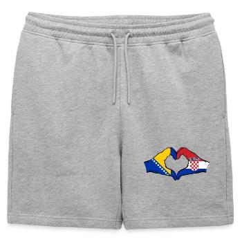 Bosnie Croatie Drapeau Mains Coeur Forme - Short de survêtement homme premium - gris chiné - Devant - AI Model Male 178 light (178cm)