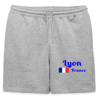 Lyon France- Imprimés stylés - Short de survêtement homme premium - gris chiné - Devant - AI Model Male 178 light (178cm)