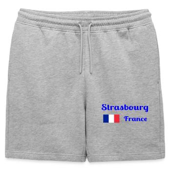 Strasbourg, France- Imprimés élégants - Short de survêtement homme premium - gris chiné - Devant - AI Model Male 178 light (178cm)
