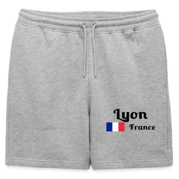 Lyon France- Imprimés stylés - Short de survêtement homme premium - gris chiné - Devant - AI Model Male 178 light (178cm)